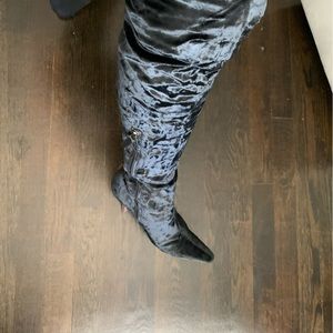 Gucci vintage black velvet over the knee boot